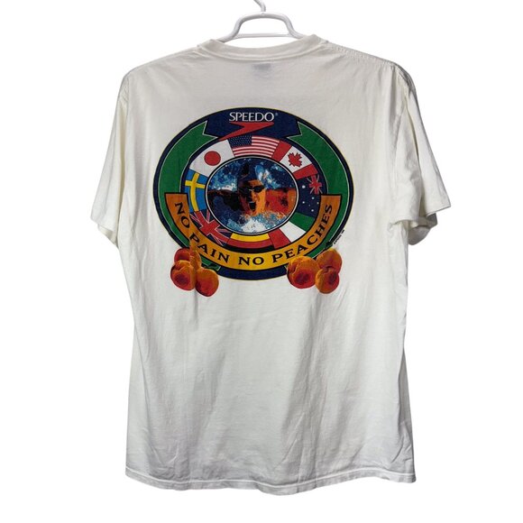 Vintage 90s Speedo Size XL No Pain No Peaches Single Stitch T Shirt - Picture 1 of 8